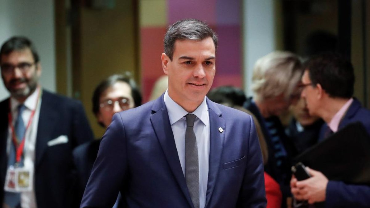 El president del Govern d’Espanya, Pedro Sánchez, ahir en la cimera de la Unió Europea.