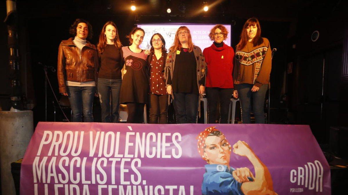Las participantes en el acto de memoria, en el Café del Teatre.