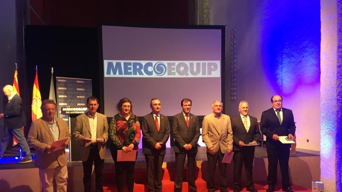 Los directores de Mercoequip que recibieron el homenaje ayer.