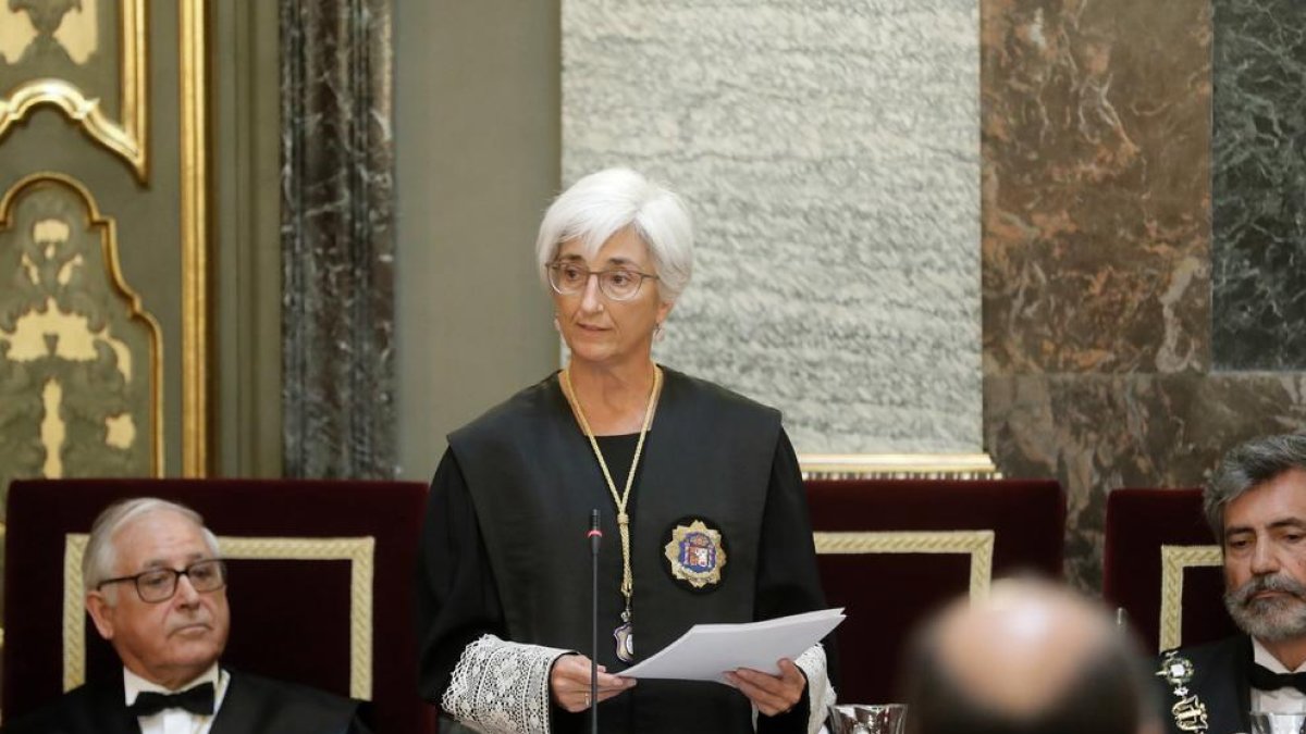 La fiscal general, María José Segarra, durant la cerimònia de l’obertura de l’any judicial.