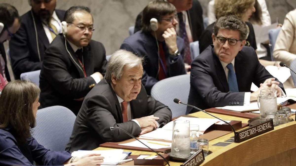 El secretari general de l’ONU, Antonio Guterres, durant una reunió del Consell de Seguretat.
