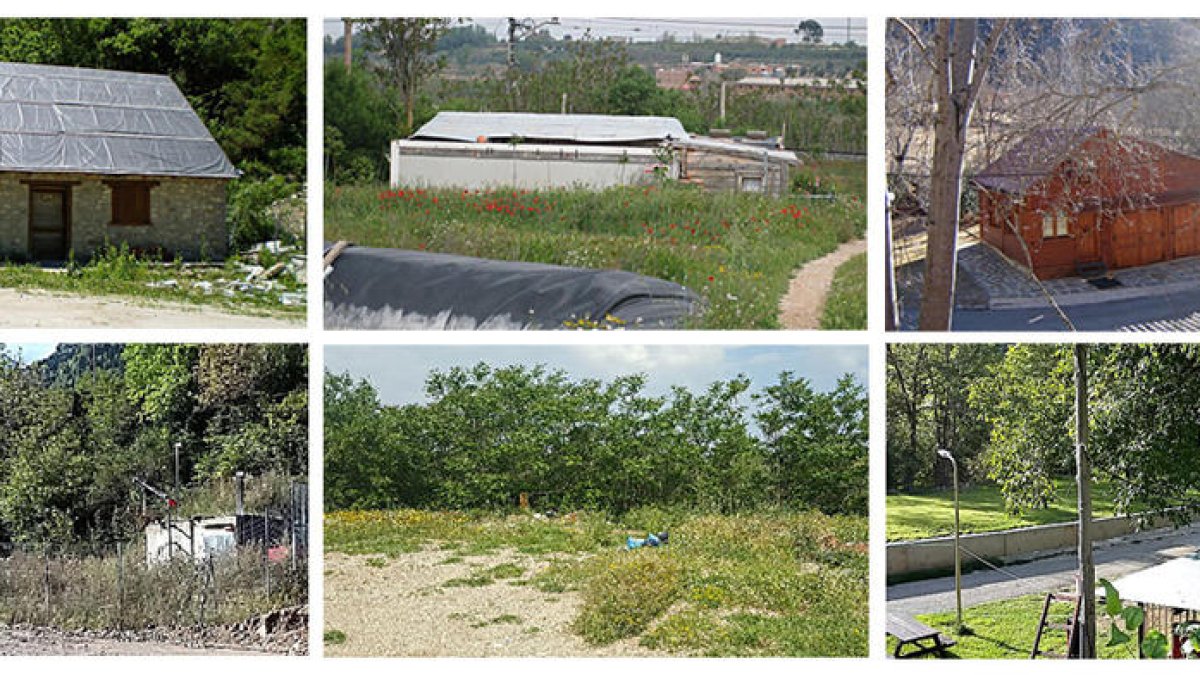 D'esquerra a dreta, les construccions il·legals de Naut Aran, Juneda i el Pont de Suert i els terrenys una vegada s'han fet les demolicions.
