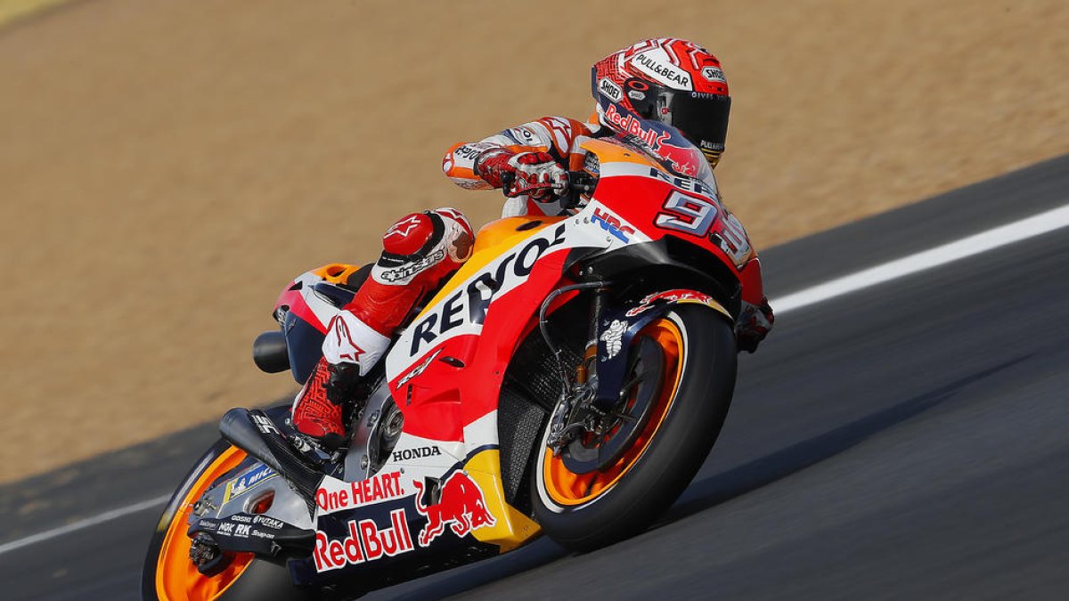 Màrquez durante la sesión de libres del Gran Premio de Francia.
