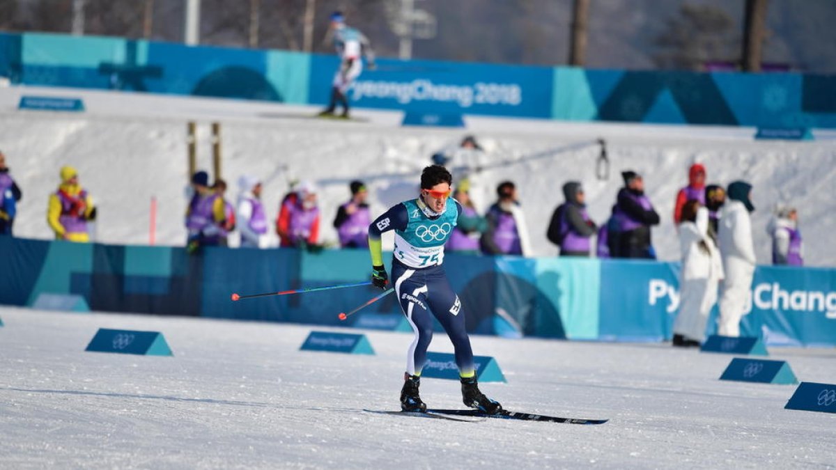 Martí Vigo, durante los primeros kilómetros de la prueba de los 15 kilómetros estilo libre.