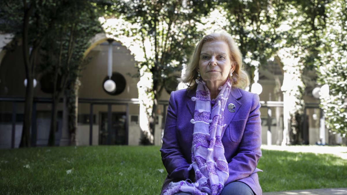L’escriptora i acadèmica Carme Riera, ahir en un dels claustres de la Universitat de Lleida.