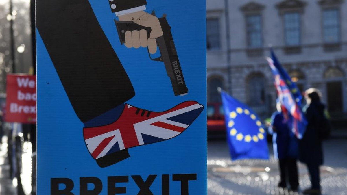 Imatge d’un cartell a les protestes contra el Brexit a Londres.
