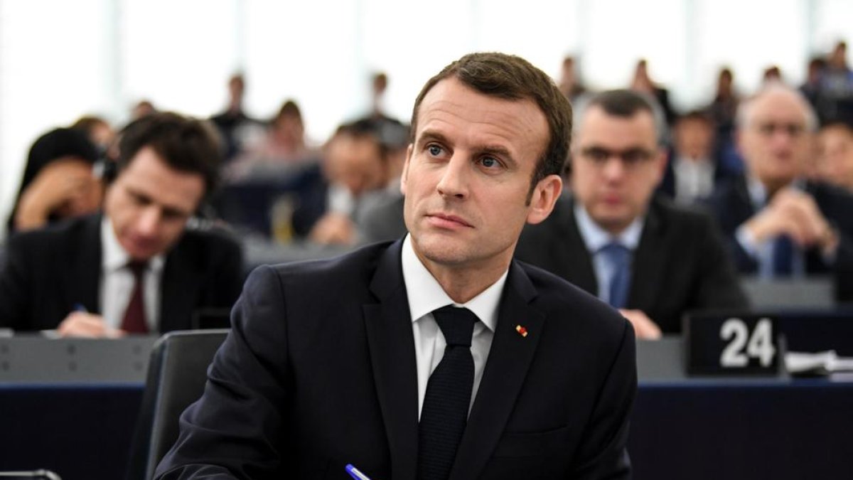El president francès, Emmanuel Macron, ahir a Estrasburg.