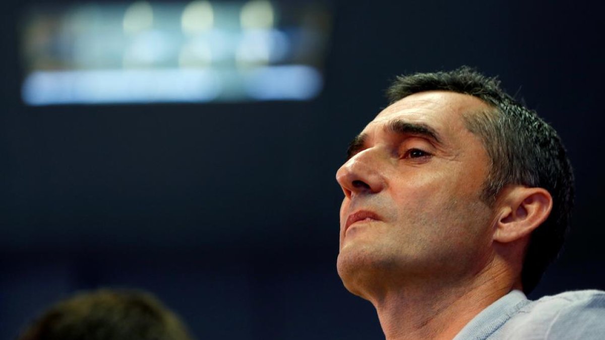 Ernesto Valverde durante la rueda de prensa previa al partido de hoy frente al Girona.