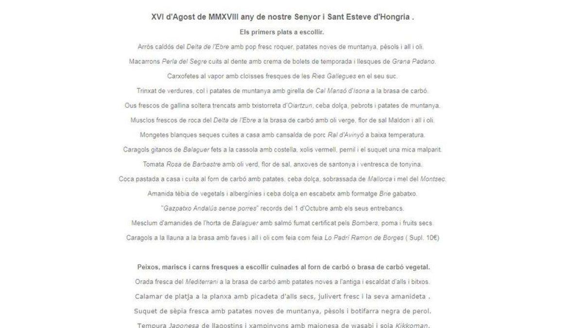 Alud de llamadas y amenazas en el restaurante de Balaguer por los nombres de sus platos