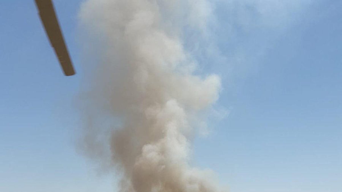 Efectivos de la ADF y Bomberos trabajando ayer a primera hora de la tarde en Talavera.