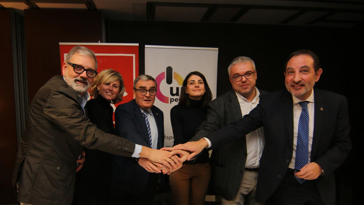 Larrosa, Mínguez, Ros, Salmeron, el coordinador de Units per Avançar (David Pàmpols) y Espadaler.