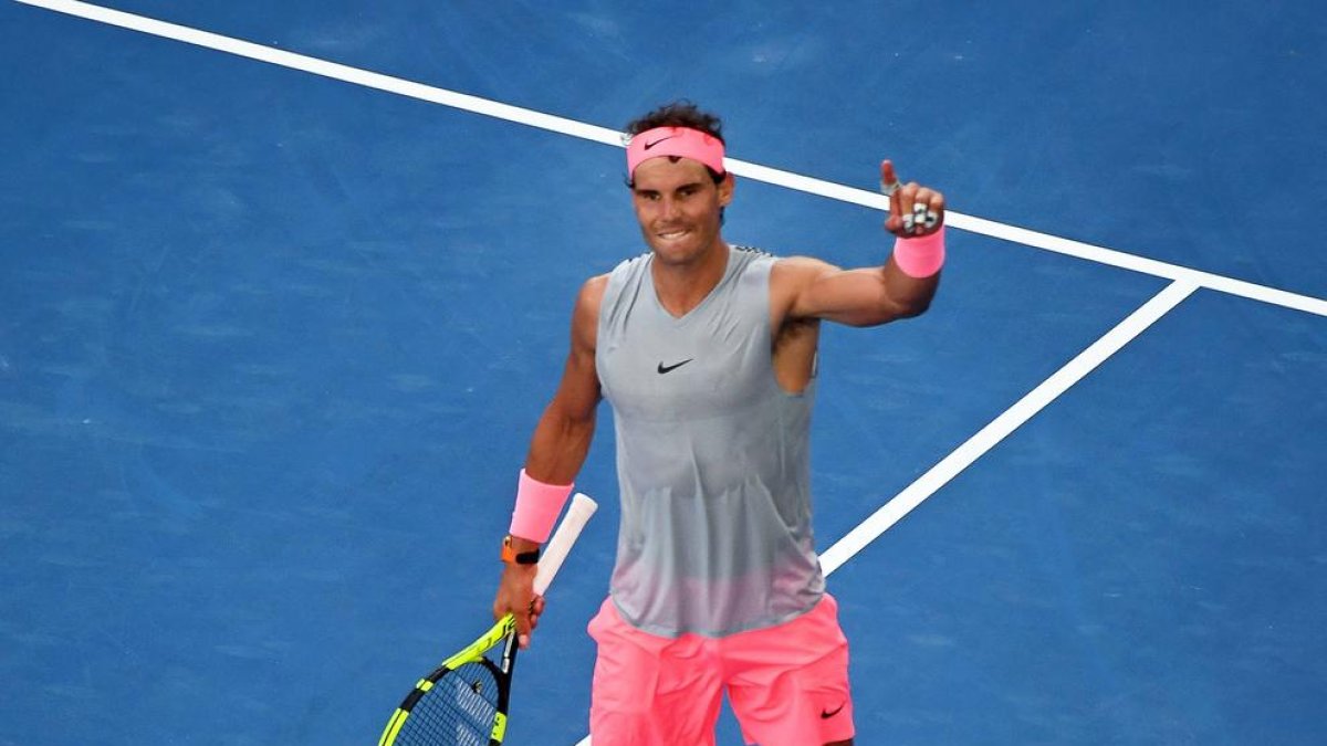 Rafa Nadal celebra el triomf aconseguit ahir a l’Open d’Austràlia.