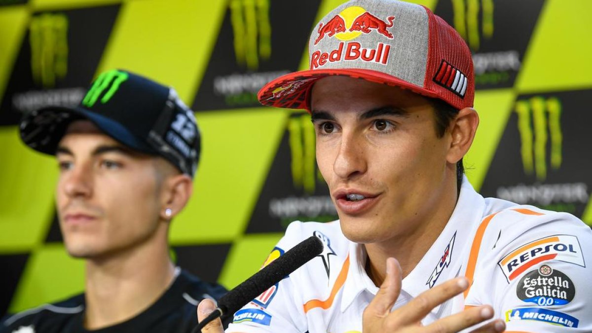 Marc Màrquez durant la roda de premsa prèvia al Gran Premi de la República Txeca.