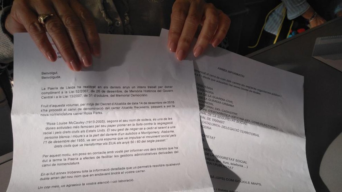 Una de les cartes que la Paeria remet a veïns i comerços.