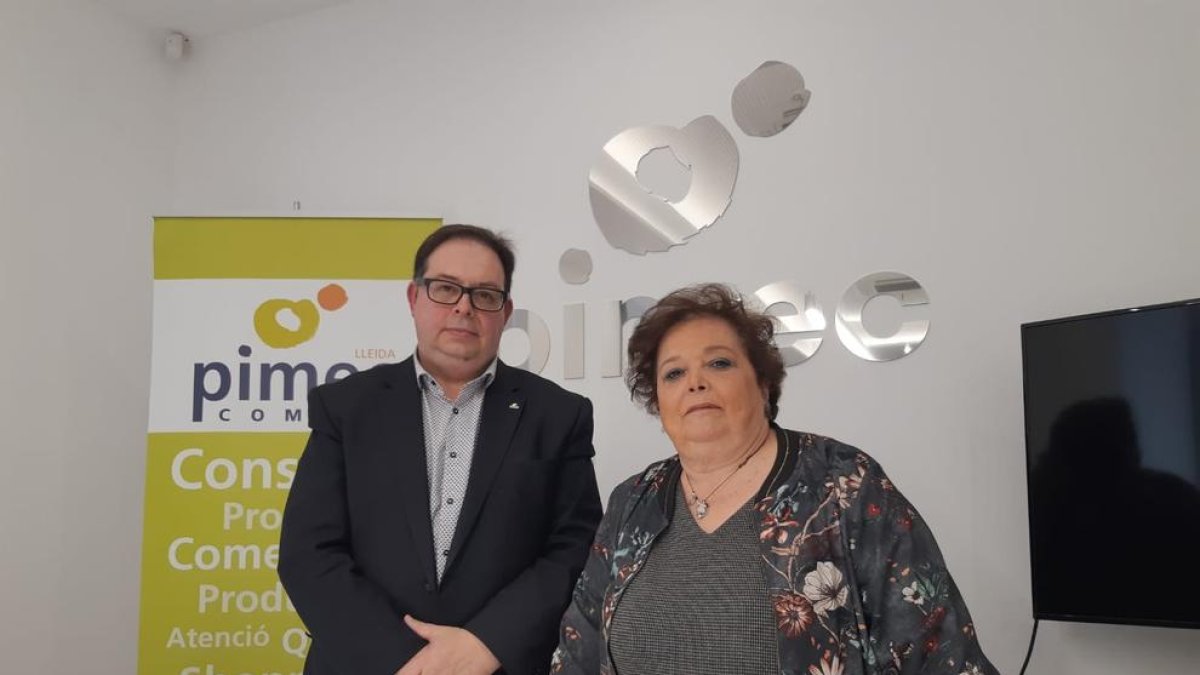 Manel Llaràs i Elia Jodar, ahir després de la roda de premsa.