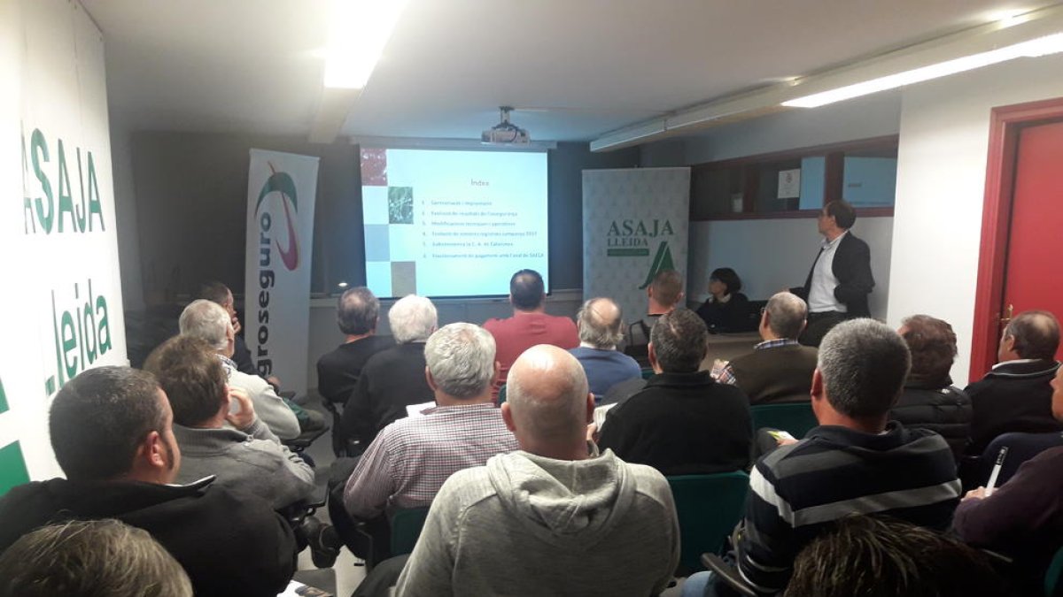 Un moment de la reunió feta ahir a la seu d’Asaja.