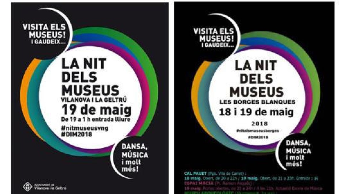 Cartells de la Nit dels Museus de Vilanova i de les Borges.