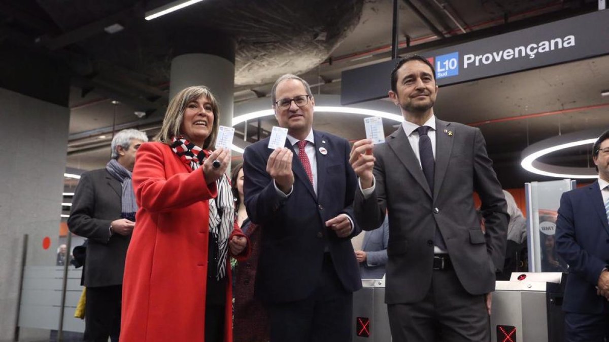 Quim Torra, a la inauguració de línia L10 de Metro, a Barcelona.
