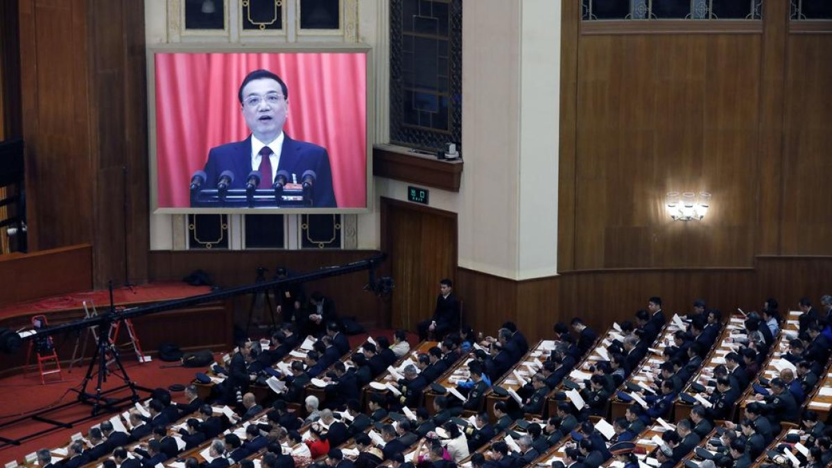 El primer ministro chino Li Keqiang durante su intervención ante la Asamblea Popular Nacional.
