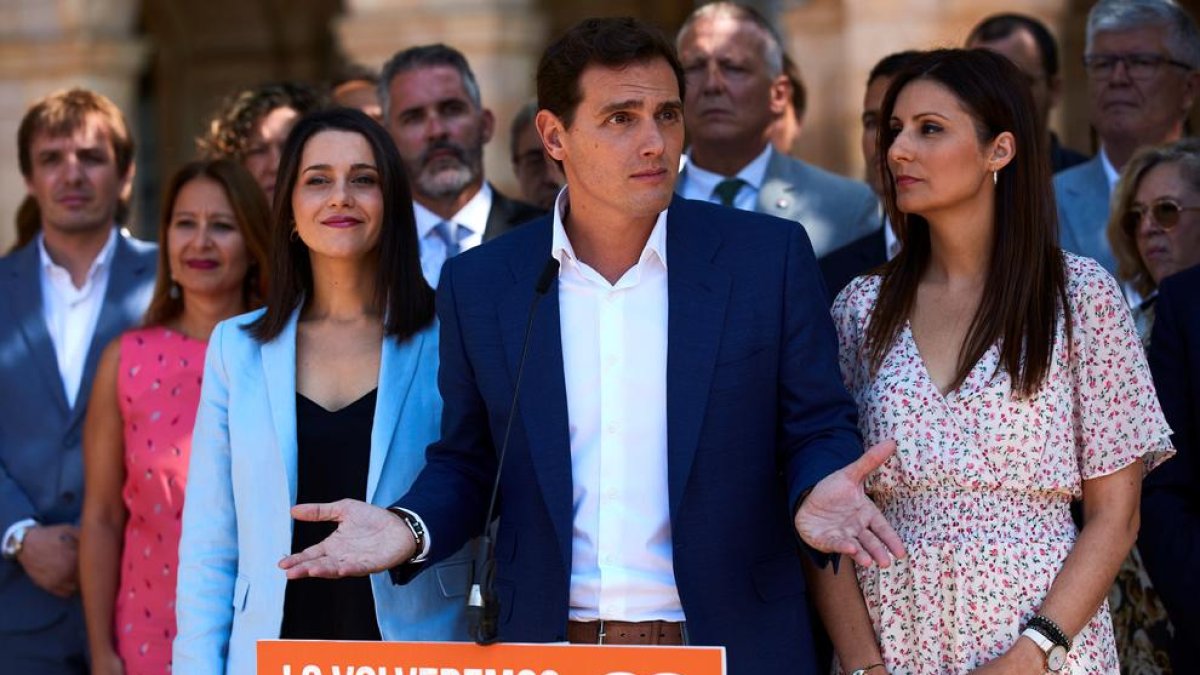 Albert Rivera, durant un acte celebrat ahir al Parlament.