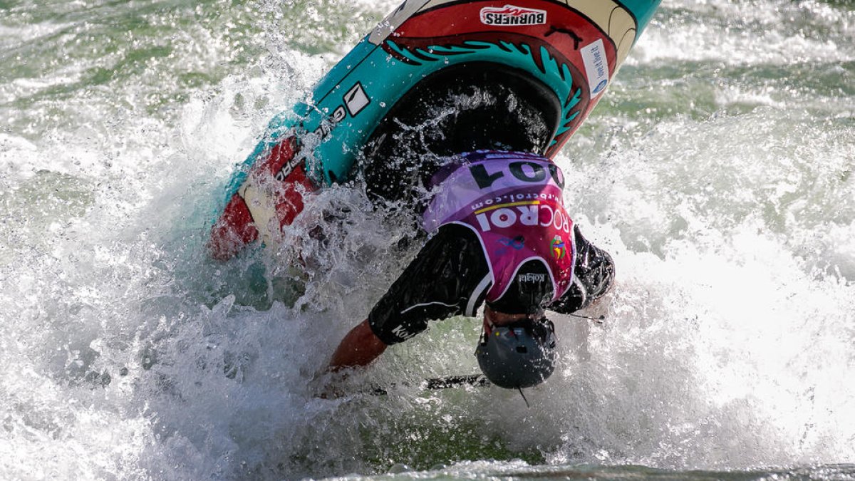 El palista gerundense de Salt, en plena actuación durante la ronda de cuartos de final, en la que marcó el mejor registro de todos los competidores.