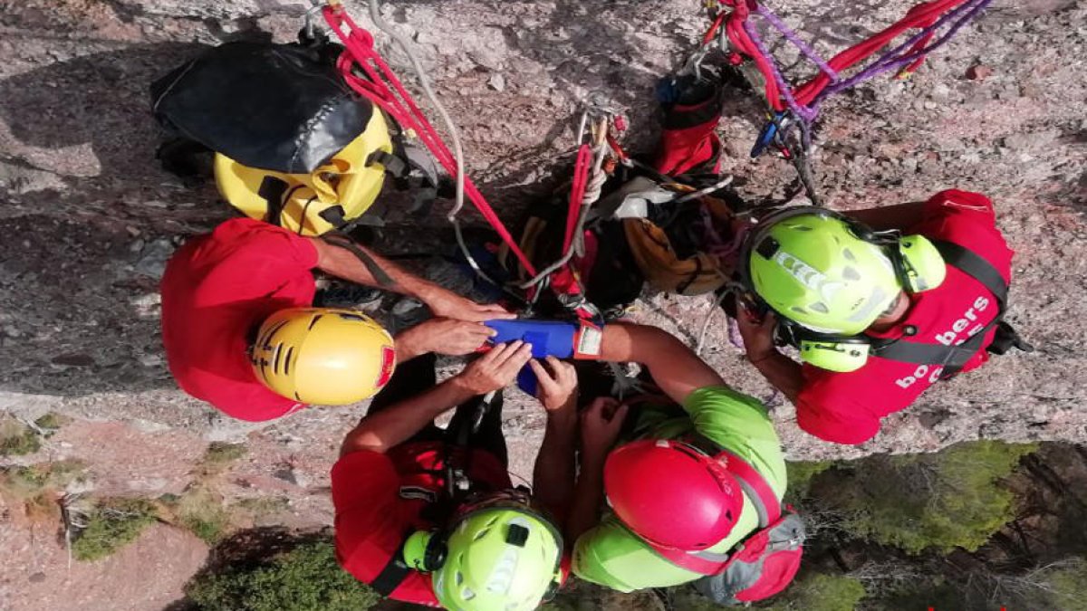 Un simulacre de rescat, ahir a Matadepera.