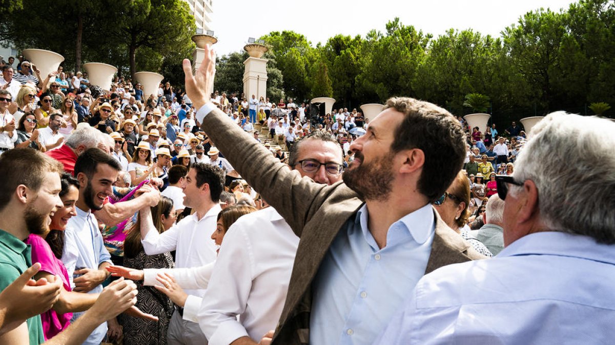 El líder del Partido Popular, Pablo Casado, ayer en un acto de su partido en Benidorm.