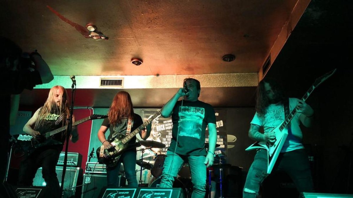 Los cuatro integrantes de Banished, ayer durante su actuación.