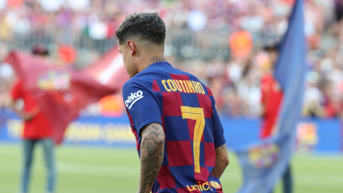 Philippe Coutinho, durante su presentación en el Gamper.