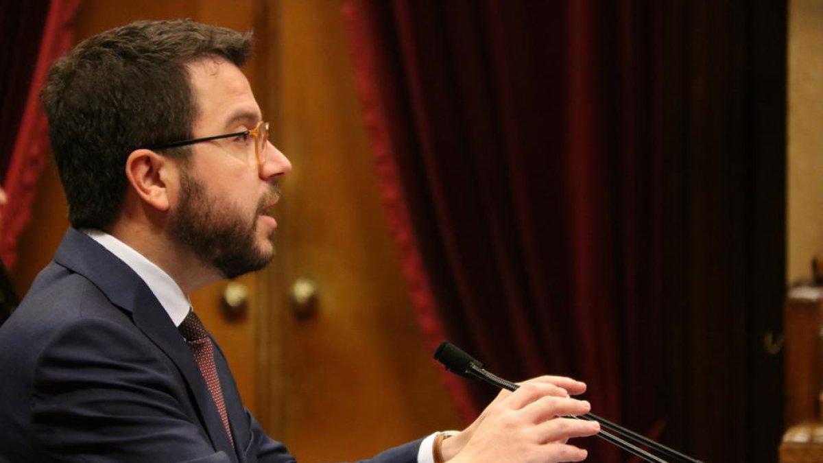 Pere Aragonès, en su intervención en el pleno del Parlament del 25 de julio pasado.