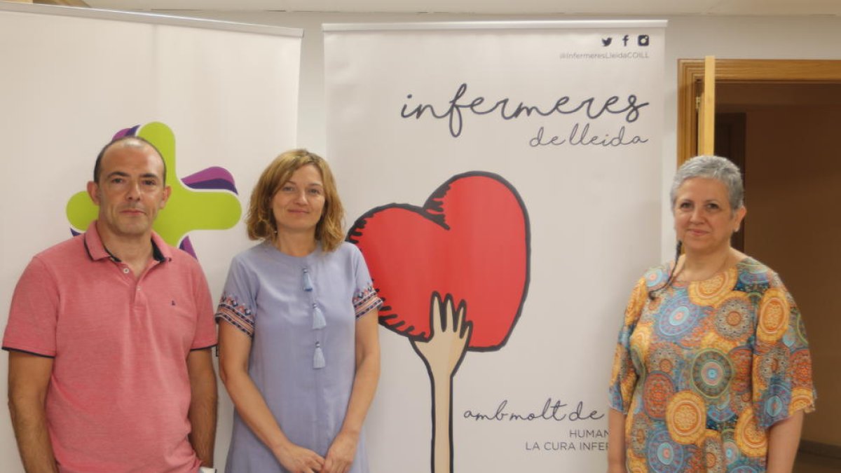 Miquel Àngel Calderó, Montserrat Gea i Lourdes Terés, ahir a la seu del COILL.