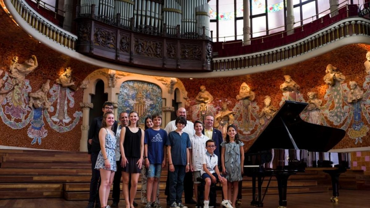 La delegación de Cervera, el martes en el Palau de la Música.