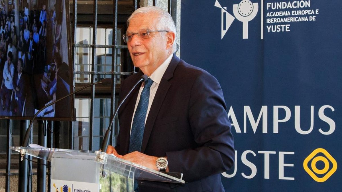 El ministro de Asuntos Exteriores, Josep Borrell, durante la conferencia ayer.