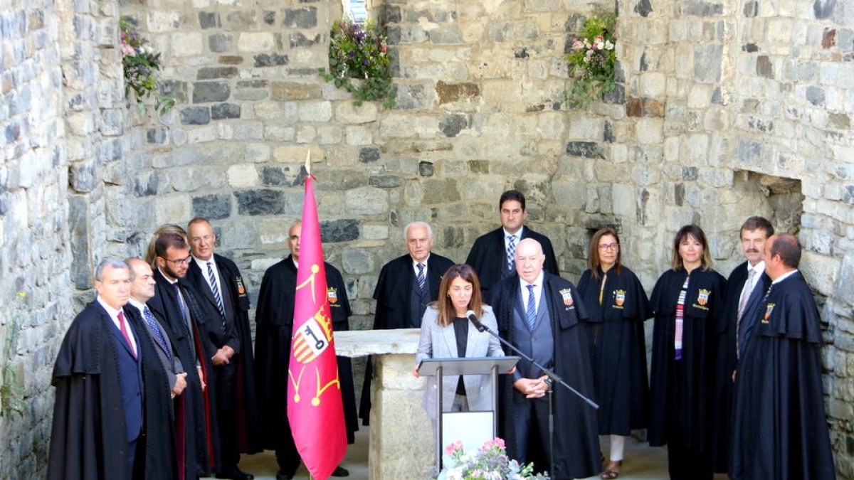 La intervención de la consellera de Presidencia durante la Hèsta d’Aran celebrada ayer.