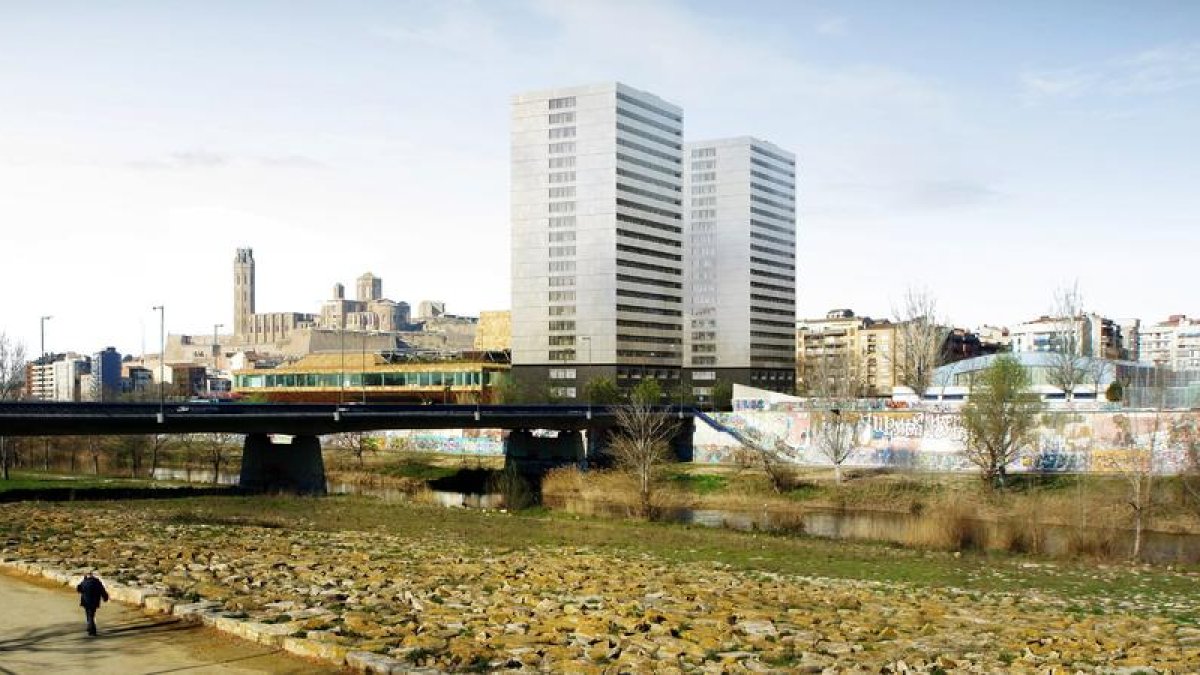 Imagen virtual del proyecto de las torres junto a la Llotja.