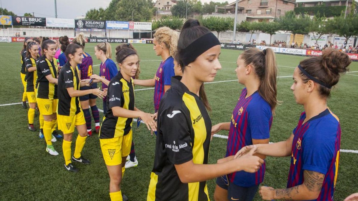 Pardinyes y Barça antes del encuentro.