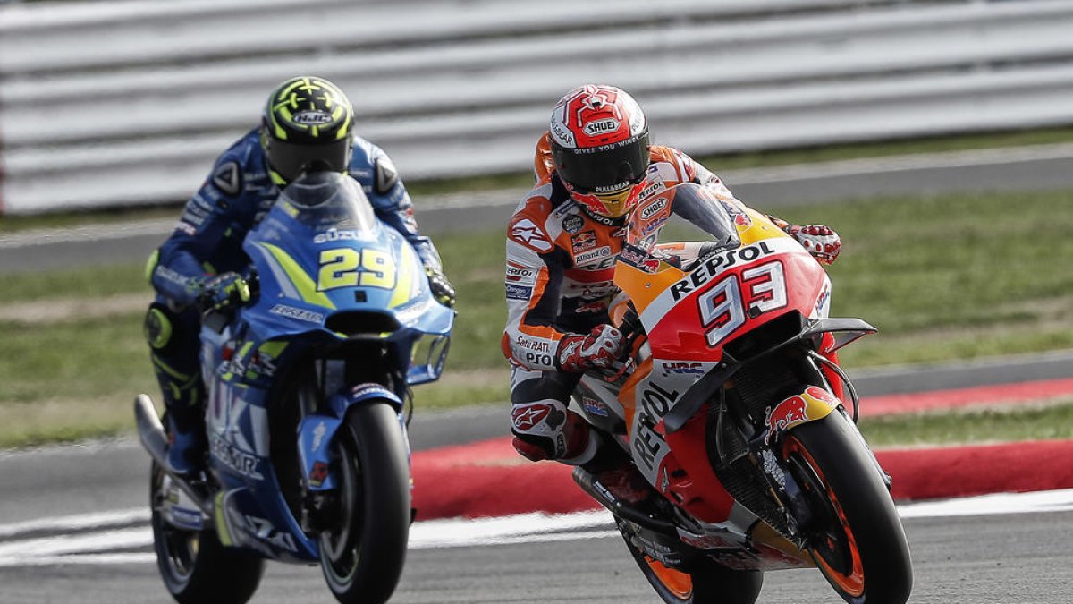 Marc Màrquez, durant la sessió de qualificació a Silverstone, en la qual va acabar cinquè.