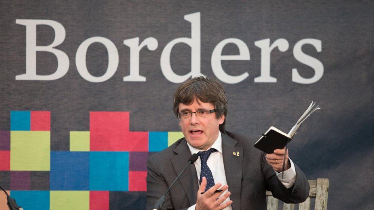 Puigdemont, ayer en un foro sobre el futuro de Catalunya y Europa en el sur de Escocia.