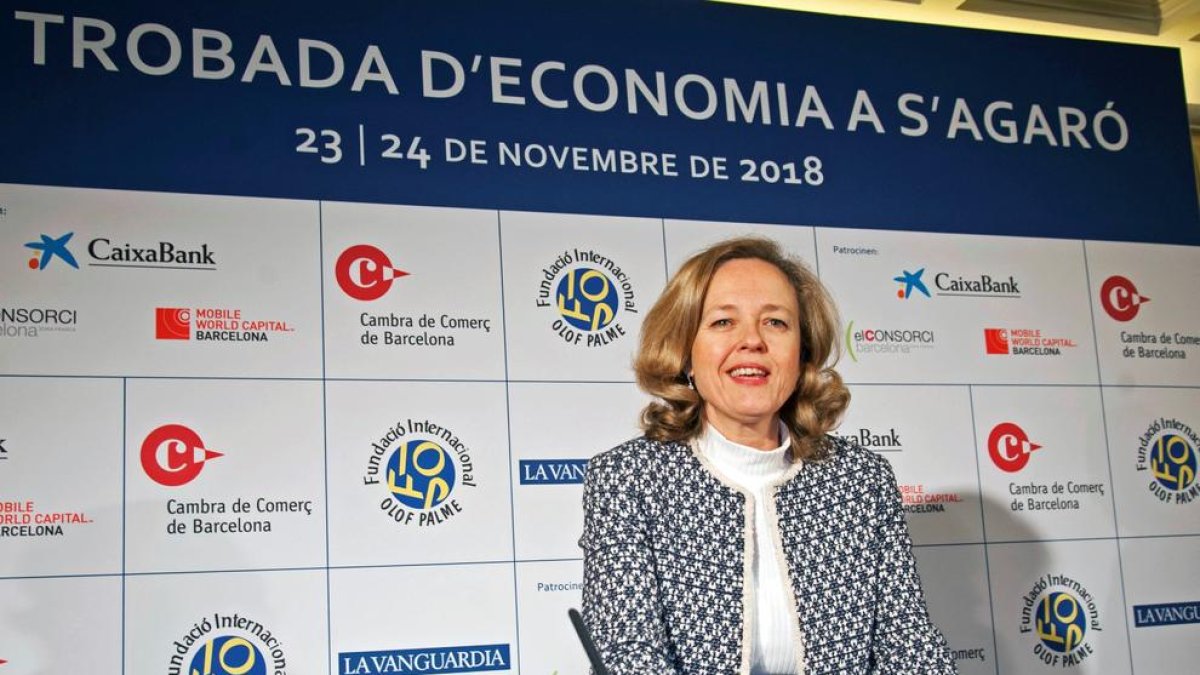 La ministra de Economía, Nadia Calviño, ayer, en el XXIII Encuentro de Economía de S’Agaró.