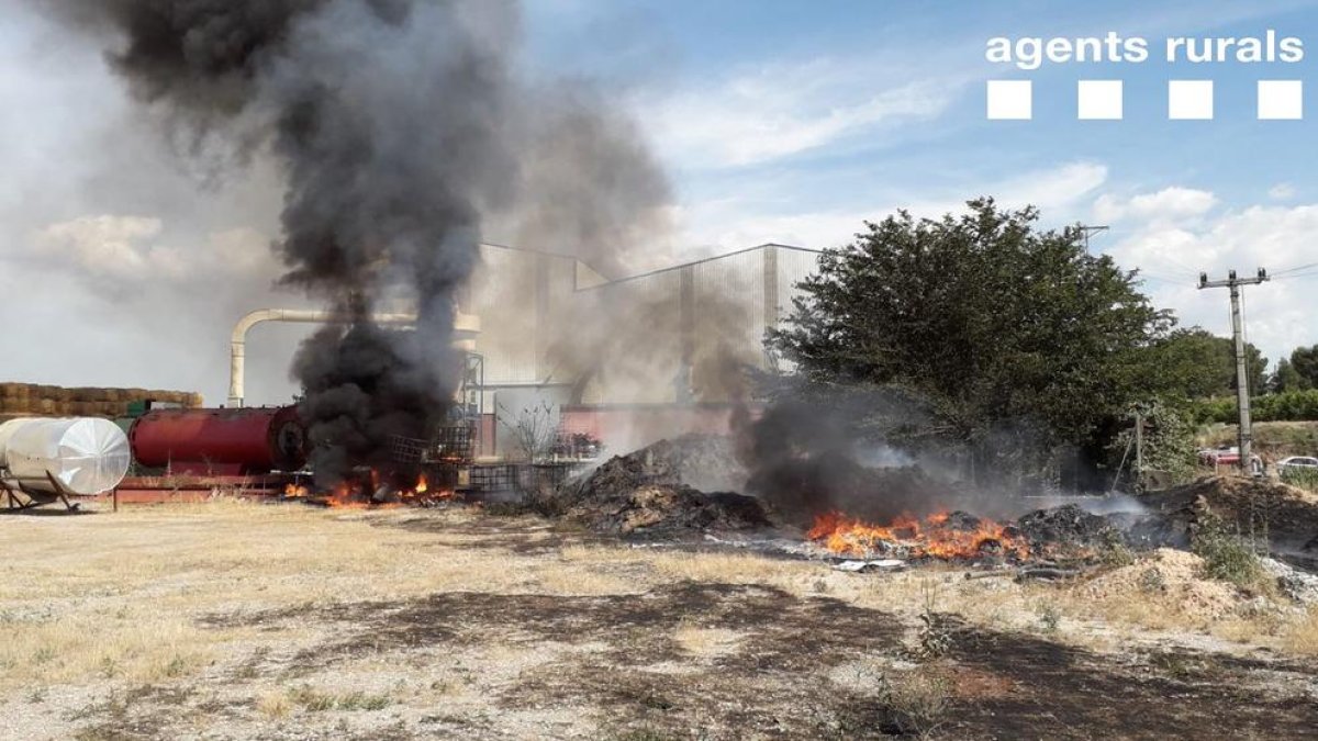 El fuego calcinó residuos de una empresa de forrajes.