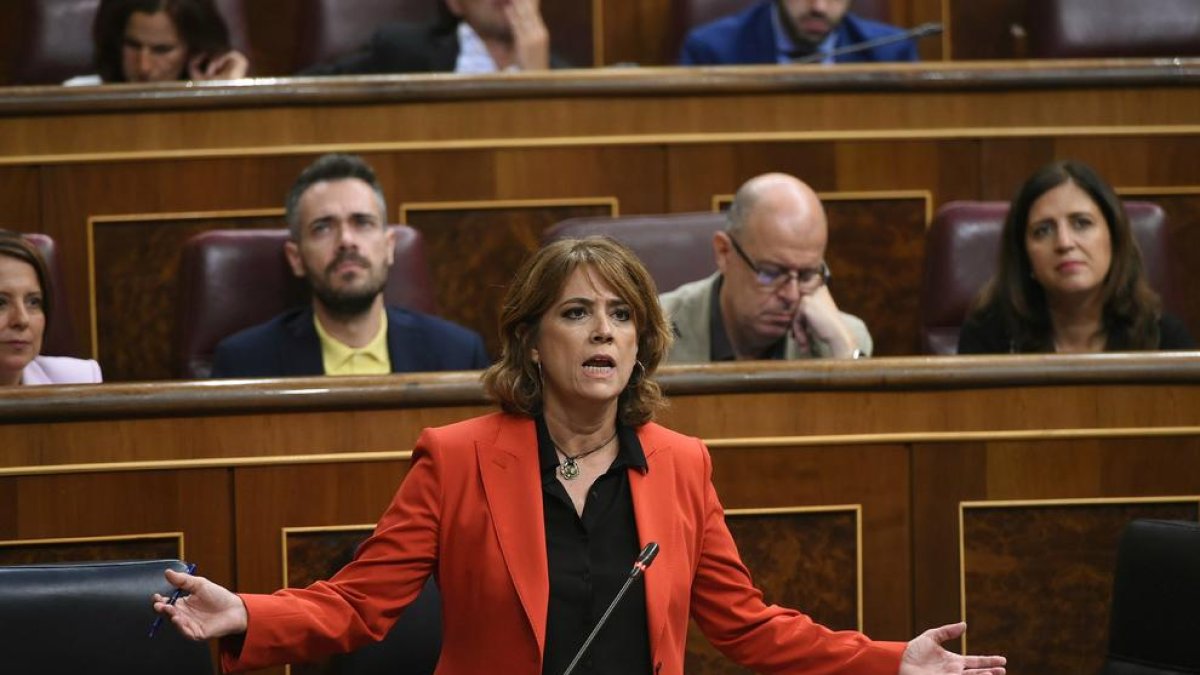 La ministra de Justicia, Dolores Delgado, ayer, en el Congreso.