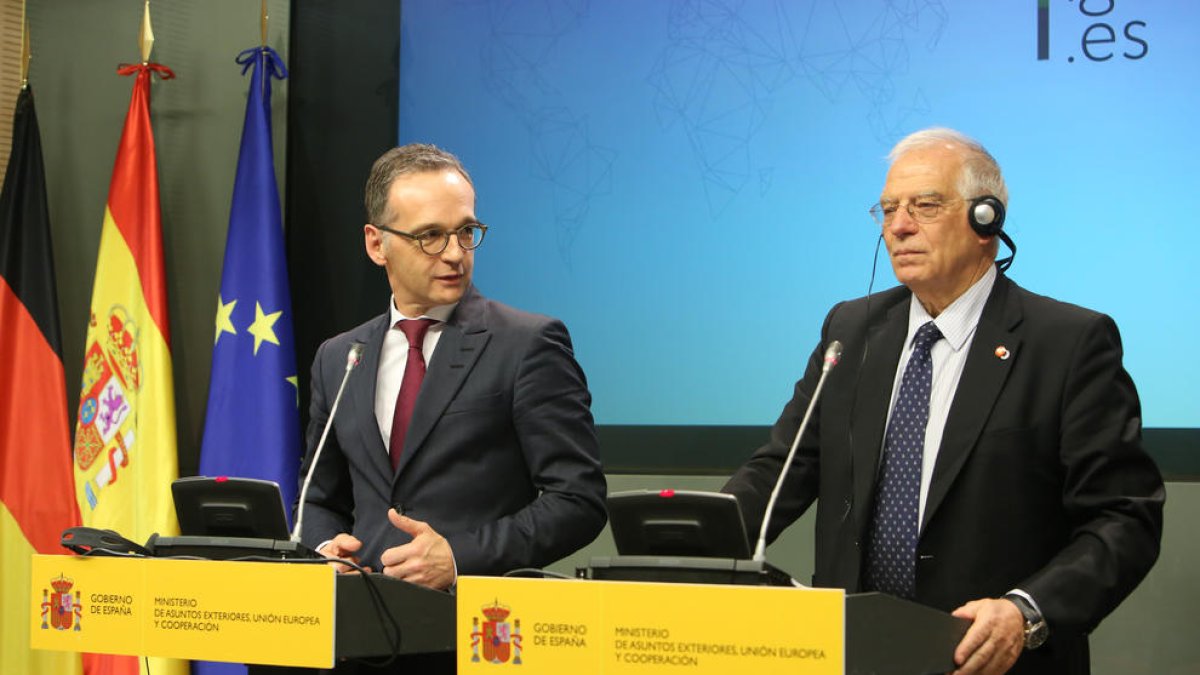 El ministre d’Afers Exteriors alemany, Heiko Maas, i el seu homòleg espanyol, Josep Borrell.