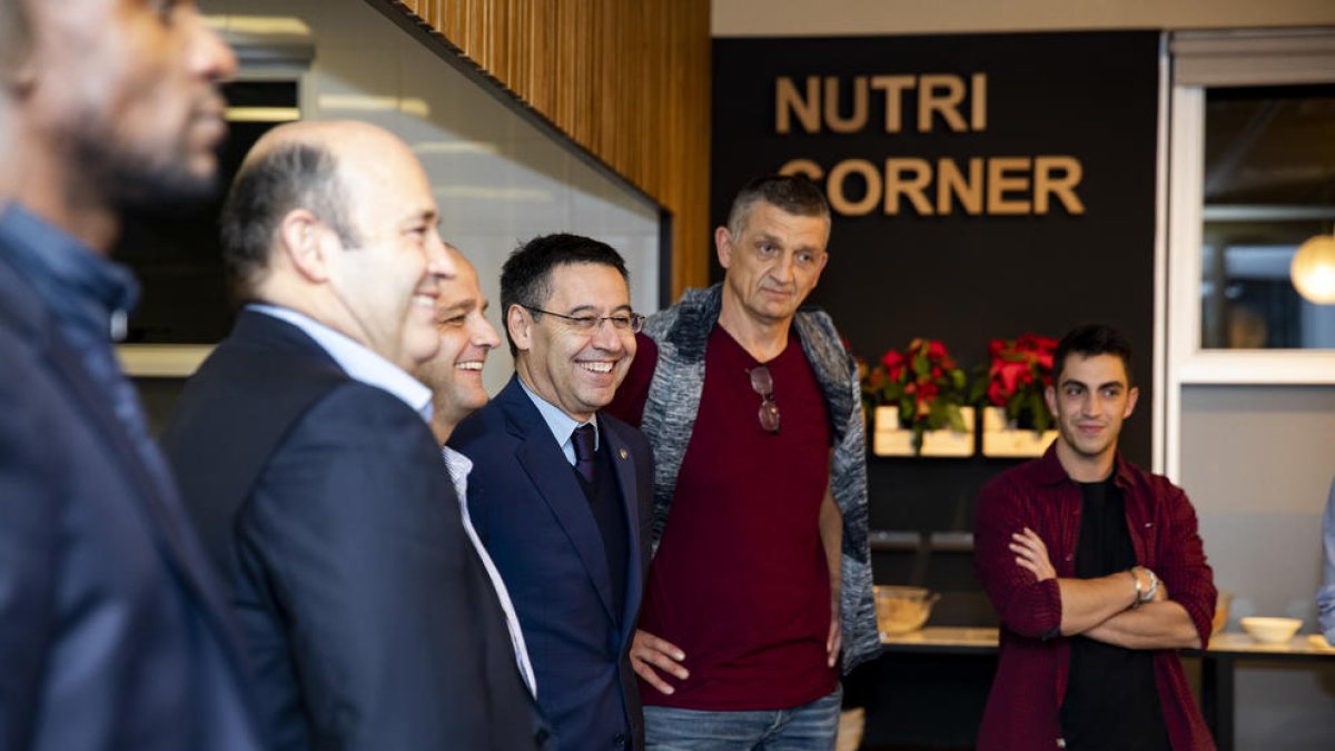 Josep Maria Bartomeu durante la presentación de la remodelación del Centro de Formación Oriol Tort.