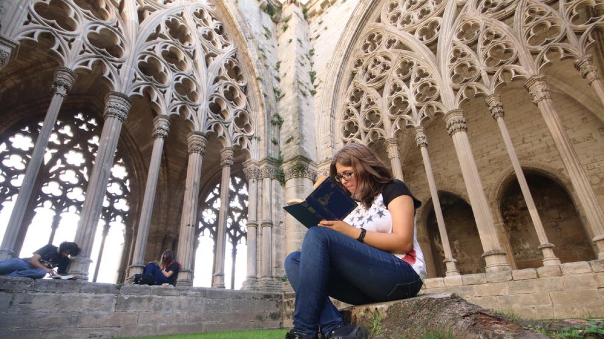 El claustre de la Seu Vella, sala de lectura la tarda dels dimecres.