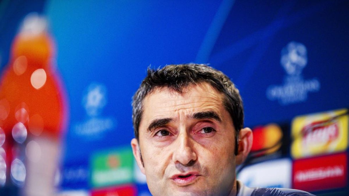 Ernesto Valverde, ayer durante su comparecencia ante los medios.