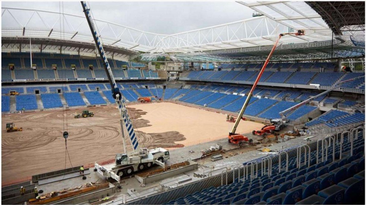 L’estat actual de l’estadi d’Anoeta, que es troba en obres.