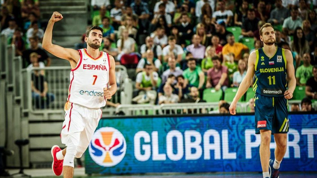 Jaime Fernández celebra el triomf contra l’equip eslovè.