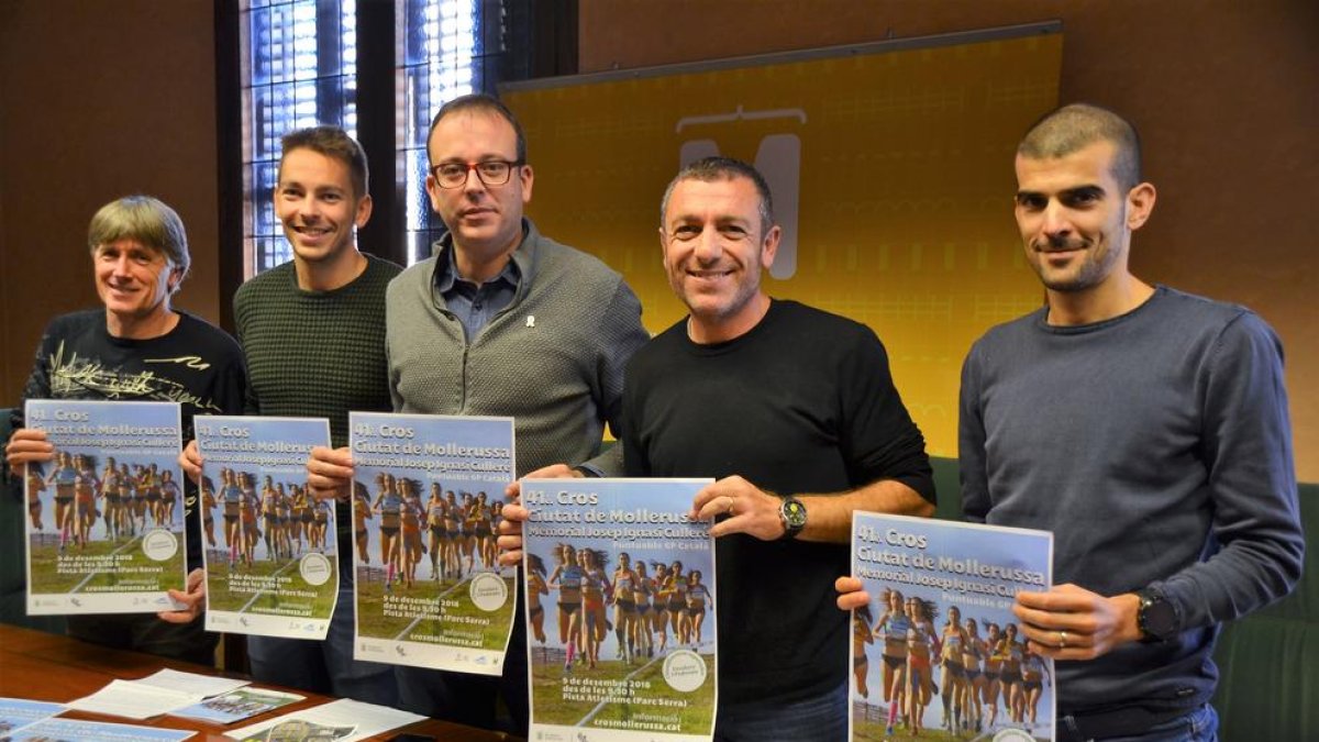 Jordi Aymerich, Fran Carrillo, Marc Solsona, Juli Niubó i Ricard Pastó, ahir a la presentació.