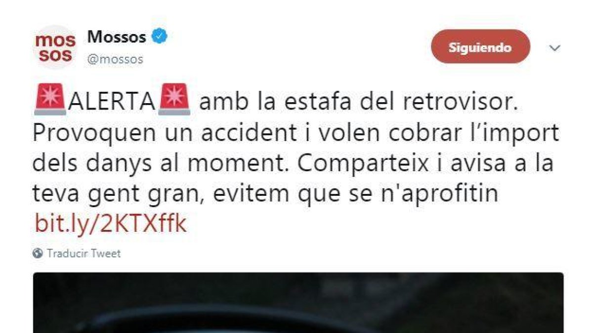 Alerten els conductors de l'estafa del retrovisor