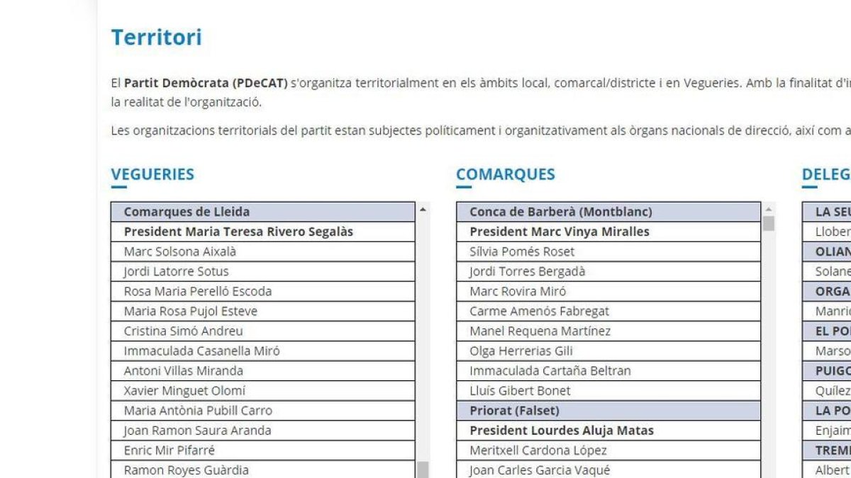 Un error més que sospitós al web oficial del PDeCAT